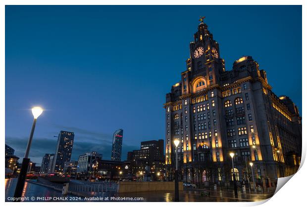 Liver building at dusk 1057 Print by PHILIP CHALK
