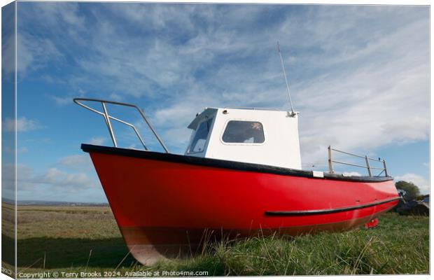 Old Red Boat Penclawdd Gower Canvas Print by Terry Brooks