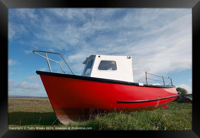 Old Red Boat Penclawdd Gower Framed Print by Terry Brooks
