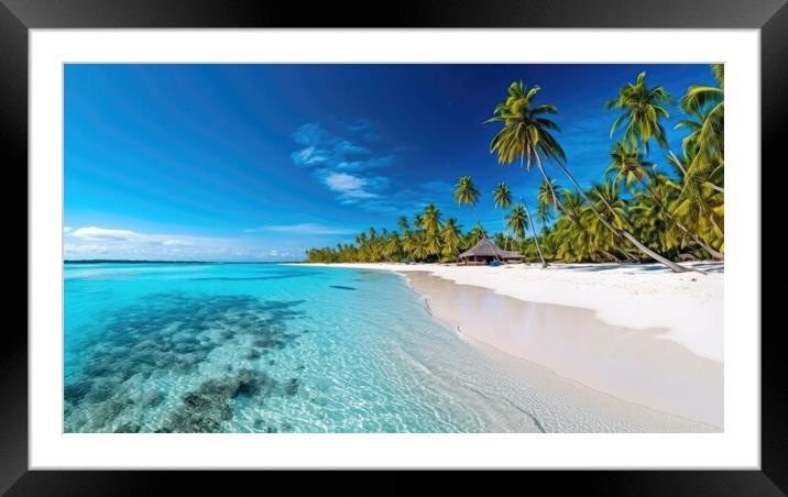 Tropical paradise beach with white sand and crystal clear blue water. Travel tourism. Framed Mounted Print by Lubos Chlubny