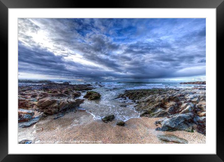  Cornish Beach Breaking Waves Framed Mounted Print by David Pyatt
