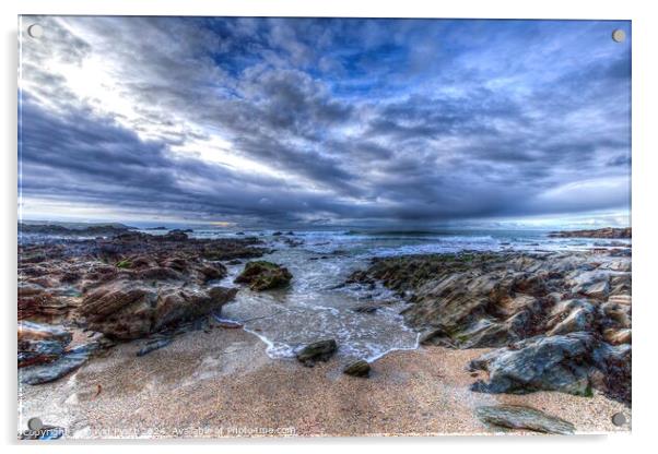  Cornish Beach Breaking Waves Acrylic by David Pyatt