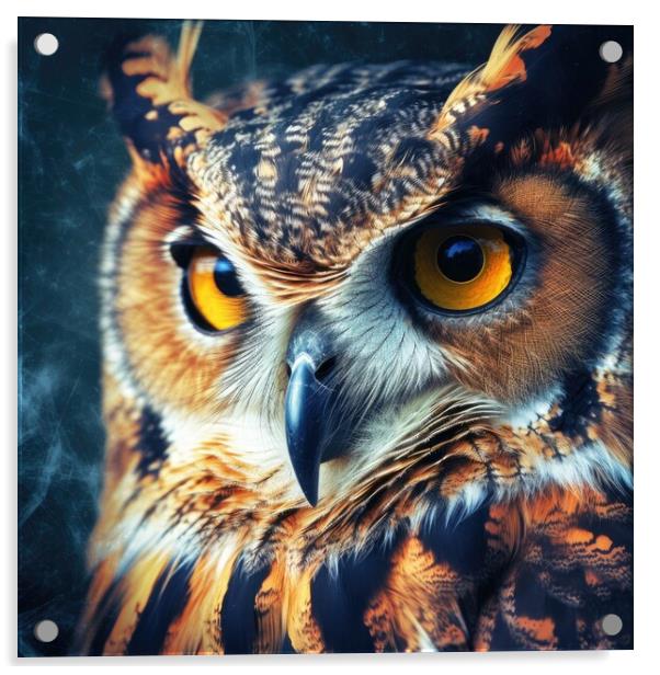 Cute wild owl on black background. Generative AI Acrylic by Lubos Chlubny