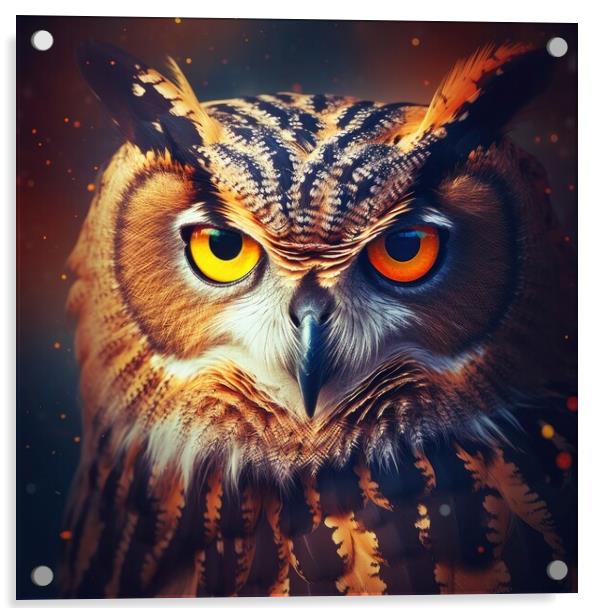 Cute wild owl on black background. Generative AI Acrylic by Lubos Chlubny