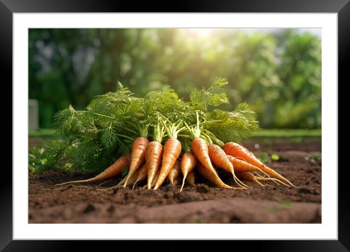 Carrot on ground. Freshly picked carrots. Generative AI Framed Mounted Print by Lubos Chlubny