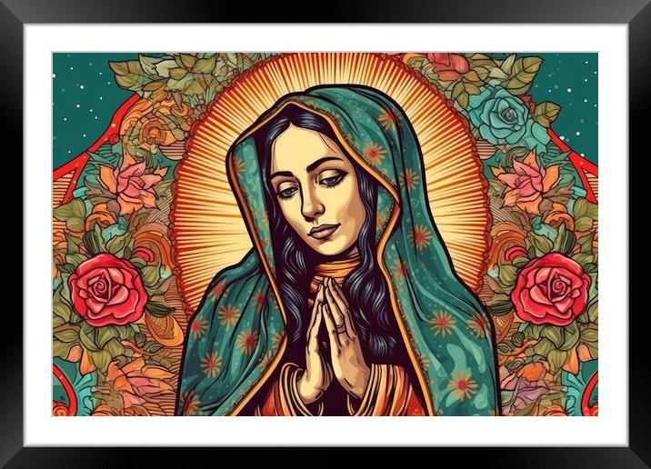 Beautiful lady of guadalupe mexico saint holy faith. Generative AI Framed Mounted Print by Lubos Chlubny