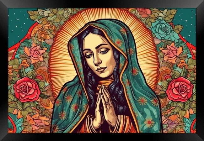 Beautiful lady of guadalupe mexico saint holy faith. Generative AI Framed Print by Lubos Chlubny