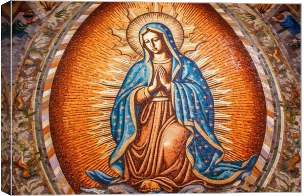 Mosaic of Our Lady of Guadalupe. Generative AI Canvas Print by Lubos Chlubny