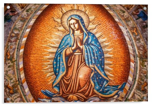 Mosaic of Our Lady of Guadalupe. Generative AI Acrylic by Lubos Chlubny
