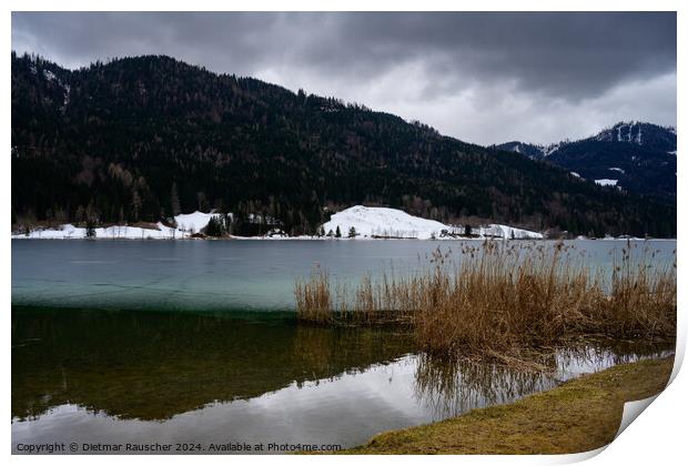 Lake Weissensee Winter Landscape in Carinthia Print by Dietmar Rauscher