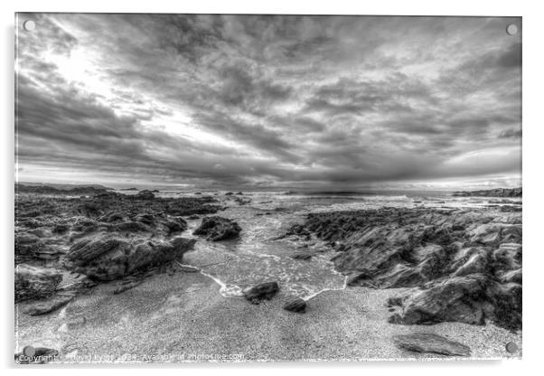 Cornwall Beach Breaking Waves Acrylic by David Pyatt