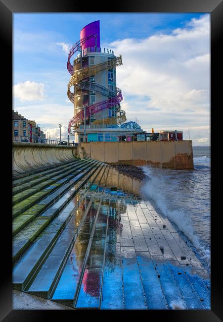 Redcar Beacon Framed Print by Alison Chambers