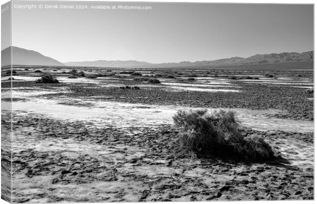 The barren landscape of Death Valley (mono) Canvas Print by Derek Daniel