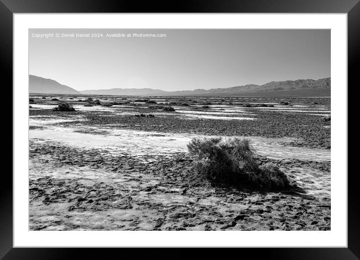 The barren landscape of Death Valley (mono) Framed Mounted Print by Derek Daniel