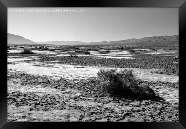 The barren landscape of Death Valley (mono) Framed Print by Derek Daniel