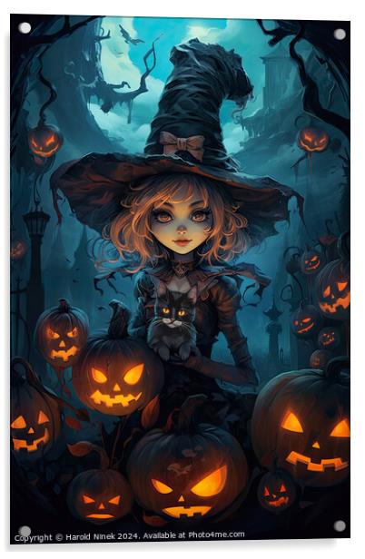 Little Witch Acrylic by Harold Ninek