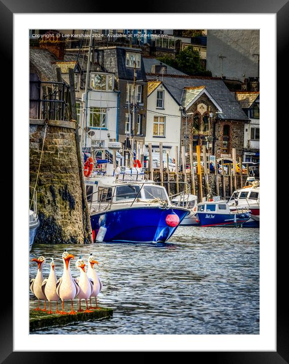 West Looe Quayside with the Pesky Birds Framed Mounted Print by Lee Kershaw
