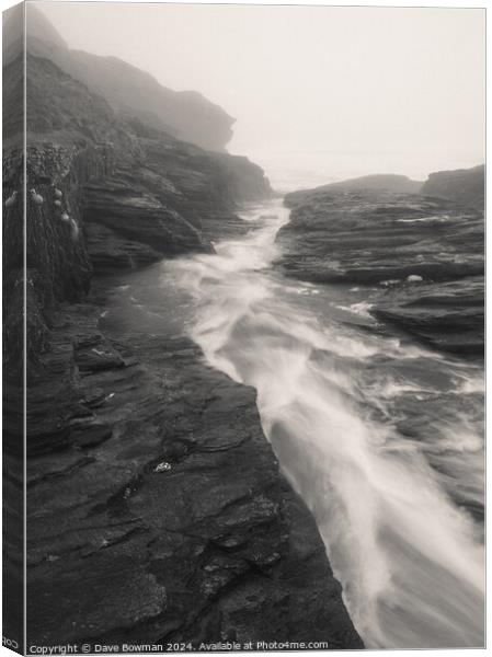 Foggy Day at Trebarwith Canvas Print by Dave Bowman