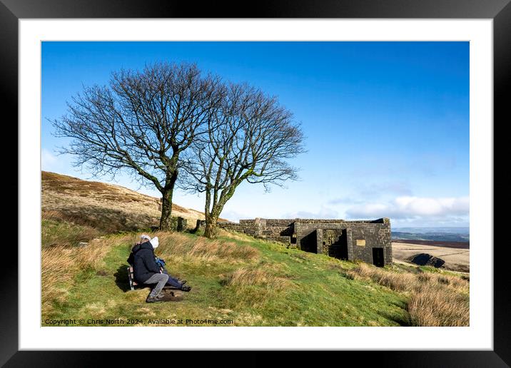 Top Withens ruined farmhouse in Brontë country. Framed Mounted Print by Chris North