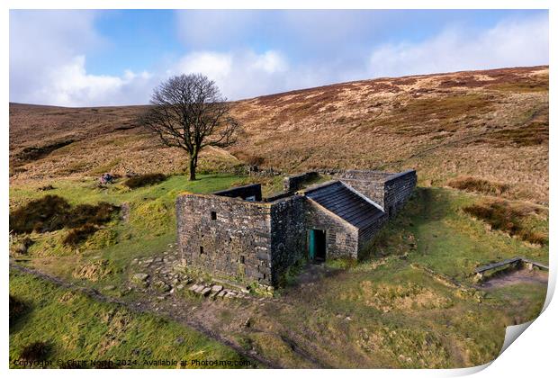 Wuthering Heights, ruined farmhouse atTop Withens Print by Chris North