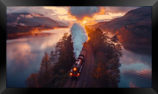 Scottish Highlands Steam Train Framed Print by T2 