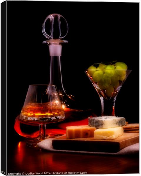 cognac cheese and grapes Canvas Print by Dudley Wood