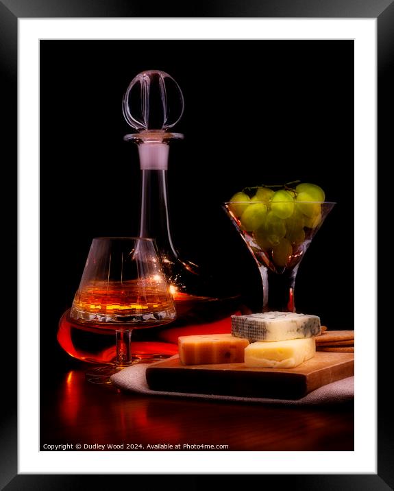 cognac cheese and grapes Framed Mounted Print by Dudley Wood