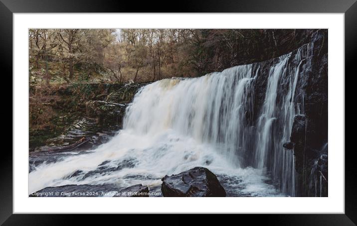 Waterfall in Wales Framed Mounted Print by Oleg Fursa