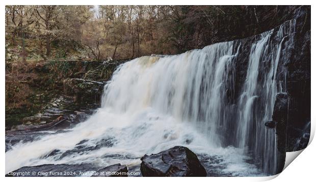 Waterfall in Wales Print by Oleg Fursa
