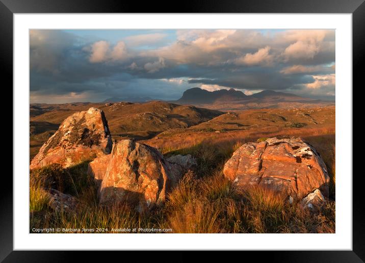Suilven from Druim Bad a Ghaill Assynt Scotland. Framed Mounted Print by Barbara Jones