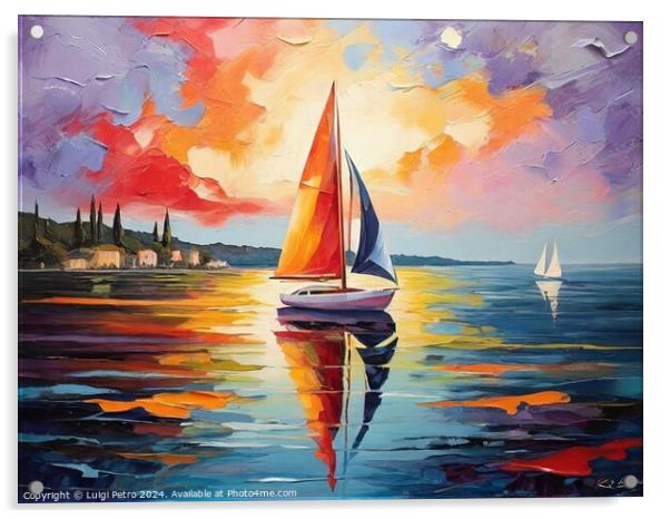 Abstract Sailboat Painting In Fauvism Style Acrylic by Luigi Petro