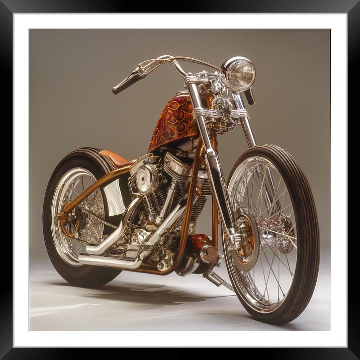 Harley-Davidson Bobber Motorcycle Framed Mounted Print by T2 