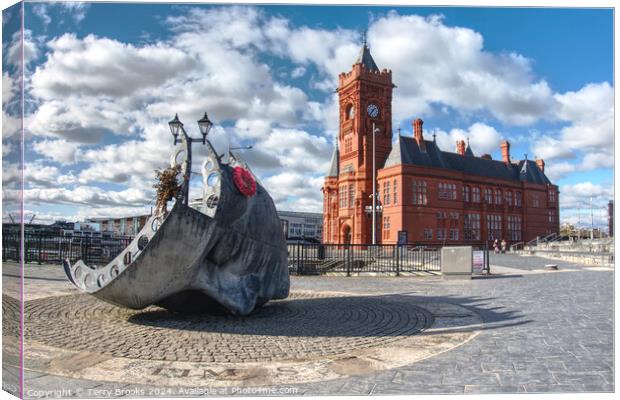 Merchant Seaman Memorial and Pier Head Building Canvas Print by Terry Brooks