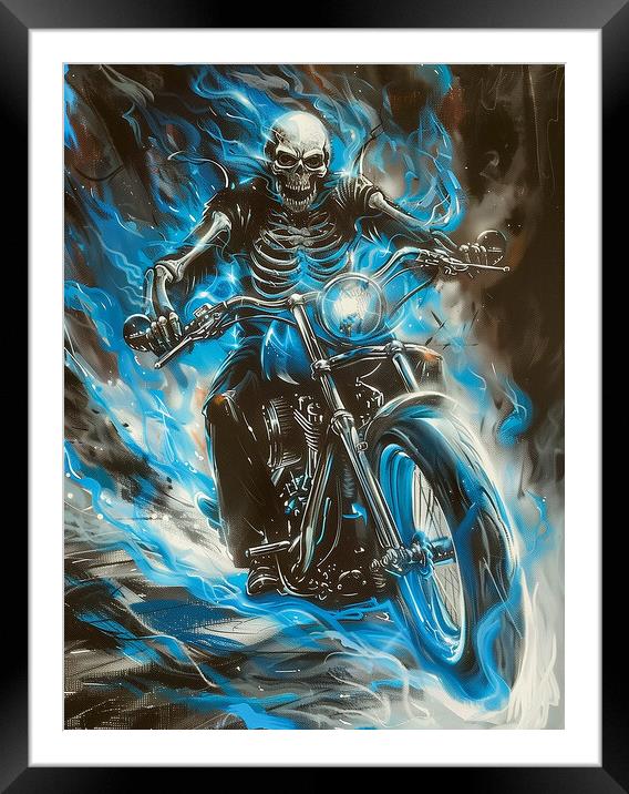 Ghost Rider Harley-Davidson Biker Art Framed Mounted Print by T2 
