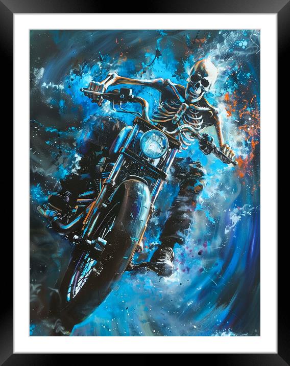 Ghost Rider Harley-Davidson Biker Art Framed Mounted Print by T2 
