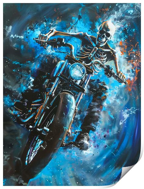 Ghost Rider Harley-Davidson Biker Art Print by T2 