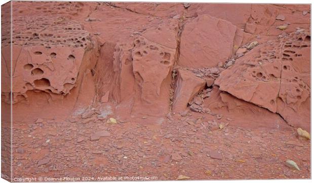 Red Rock Erosion Patterns Menorca Canvas Print by Deanne Flouton