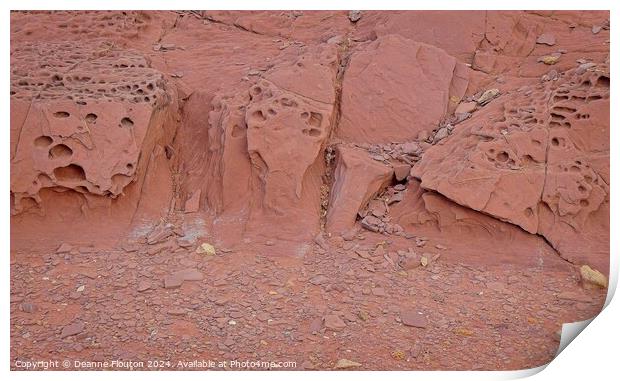 Red Rock Erosion Patterns Menorca Print by Deanne Flouton