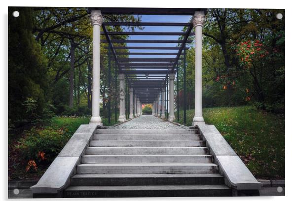 Stairs to the villa of Queen Mary on Oplenac in Topola in Serbia Acrylic by Dejan Travica