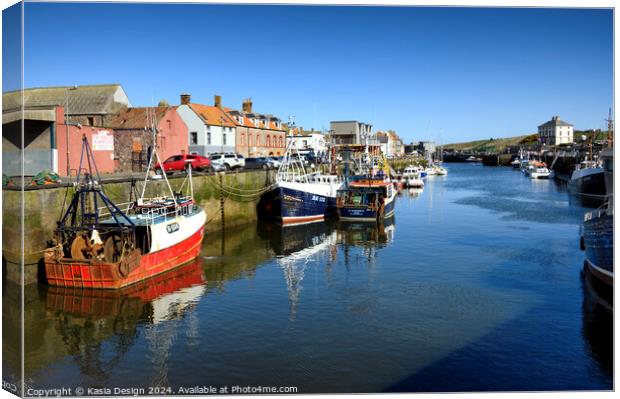 Colourful Fishing Boats in Eyemouth Canvas Print by Kasia Design
