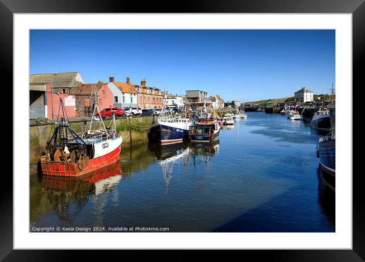 Colourful Fishing Boats in Eyemouth Framed Mounted Print by Kasia Design
