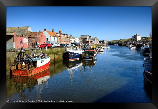 Colourful Fishing Boats in Eyemouth Framed Print by Kasia Design