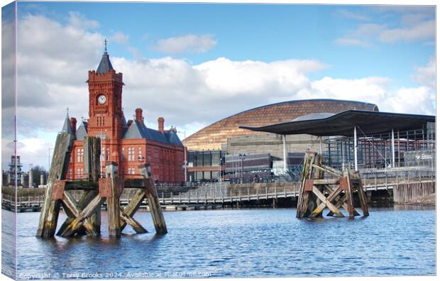 Cardiff Bay Pierhead, Senedd and Millenium 280-82 HDR Canvas Print by Terry Brooks