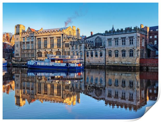 York Guildhall and River Ouse Print by Darren Galpin