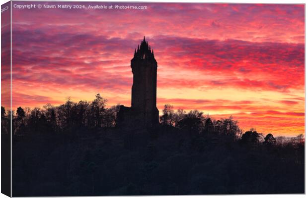 Sunset and the National Wallace Monument Canvas Print by Navin Mistry