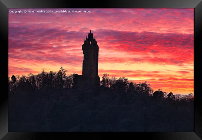 Sunset and the National Wallace Monument Framed Print by Navin Mistry