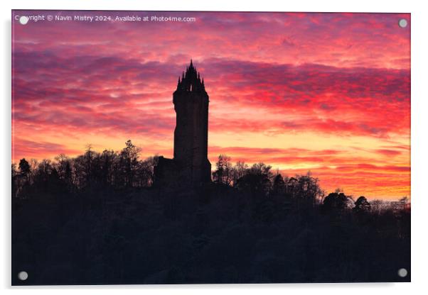 Sunset and the National Wallace Monument Acrylic by Navin Mistry