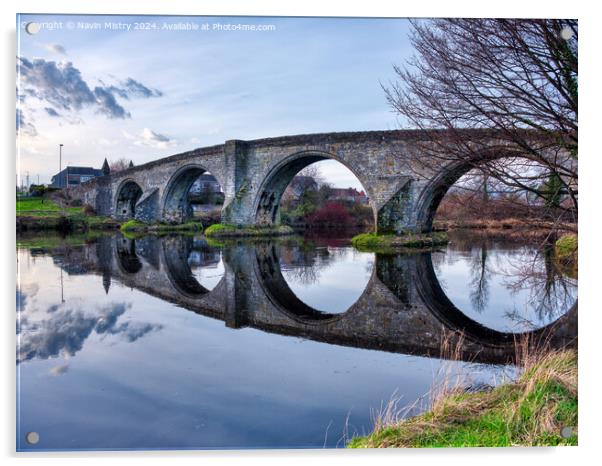 Stirling Old Bridge Reflections Acrylic by Navin Mistry