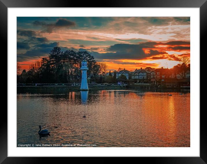 Sunset at Roath Park Framed Mounted Print by Jane Metters