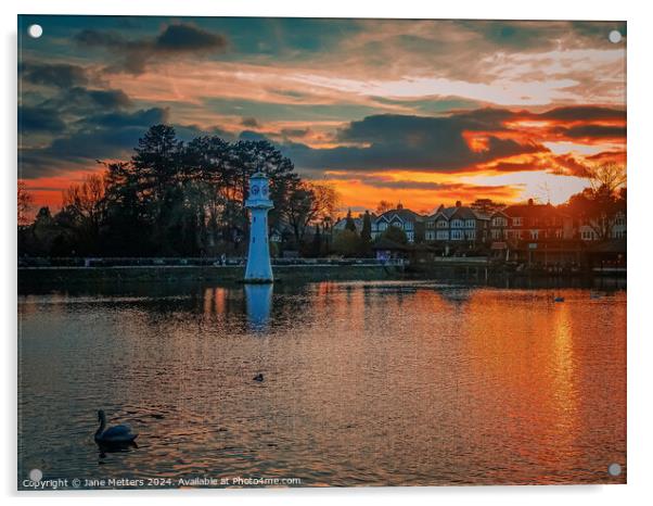 Sunset at Roath Park Acrylic by Jane Metters